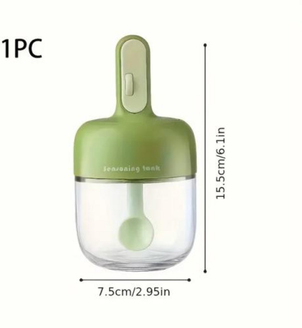 방습 유리 항아리 주방 스푼 세트 설탕 보관 냄비 상자, 없음, 1개