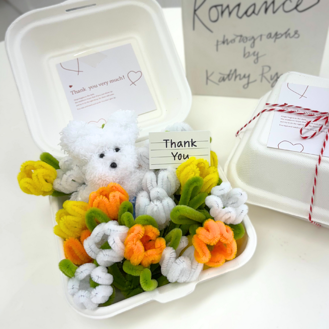 [쏘스데이] 모루꽃다발 DIY키트 만들기 모루인형, 1개, 오렌지(모루인형 포함)