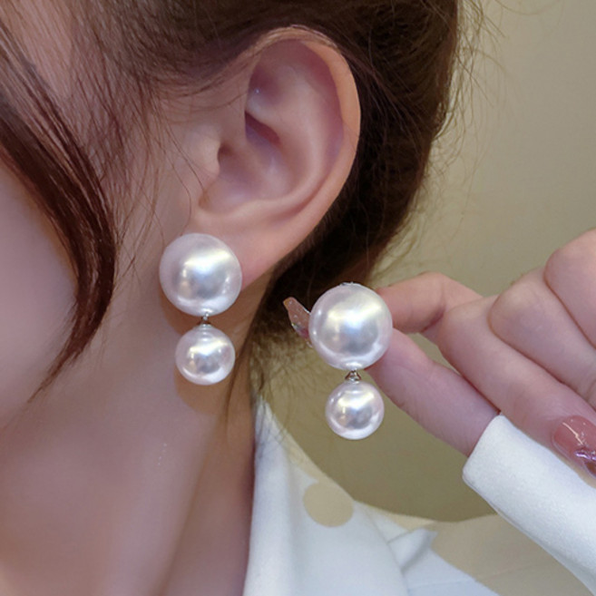 심플 더블 진주 귀걸이 A155
