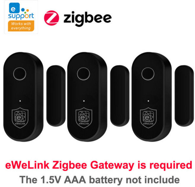 eWeLink 도어 센서 Zigbee 3.0 창문 열림/닫힘 감지기 가정용 도난 방지 eWelink Zigbee 게이트웨이 앱과 호환 Alexa Yandex Alice, [02] 3 PCS  Black