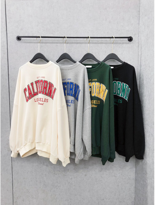 [D블리] 왕오버핏 켈리포니아 맨투맨 빅사이즈쭈리티 남녀공용박스티 나염티셔츠 MTM