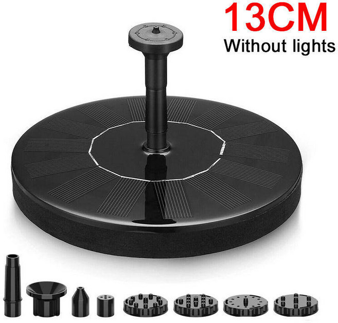 실내 분수대 조명 태양열 분수 회전 워터 펌프 야외 조류 목욕 정원 7 가지 색상 3 6 깍지, 2) 13CM No lights