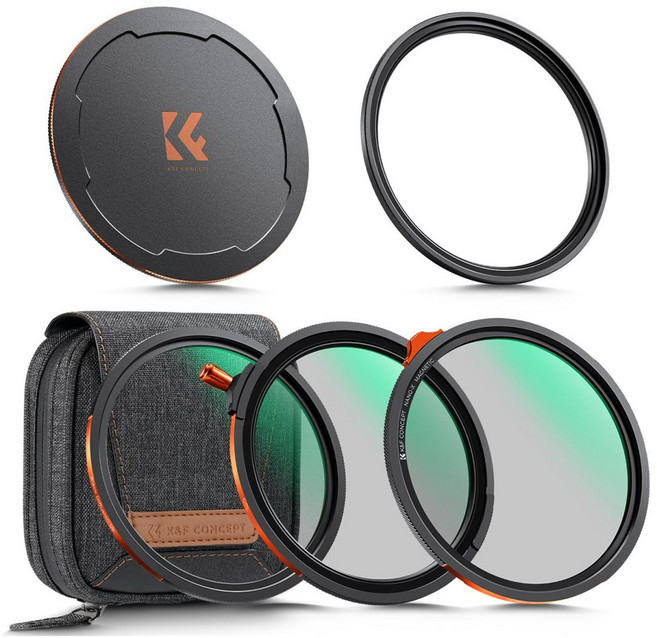 K&F NANO X 마그네틱 퀵릴리즈 렌즈 필터 키트 CPL + ND2-32 가변필터 + 블랙미스트 1/4 세트 어댑터링 렌즈캡 포함 28층 나노코팅 초슬림 자석식 교체형 카메라, 1개, 55mm