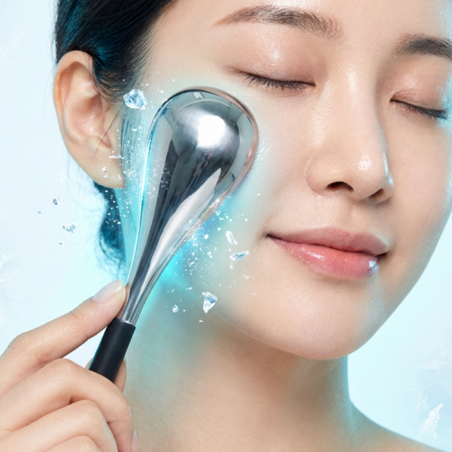 슬러피 손에 착 감기는 페이스 쿨러 스킨 눈붓기 얼굴열감 쿨링마사지기, 1개, 실버 스쿱