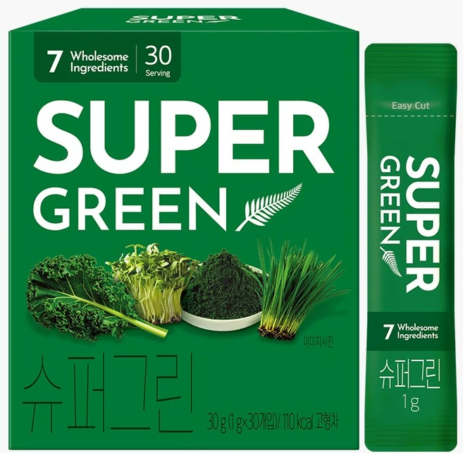마타카나 슈퍼그린 슈퍼푸드 뉴질랜드 유기농 원료 컬리케일 새싹보리 그린분말 마시는 샐러드, 1개, 30g - 쿠팡