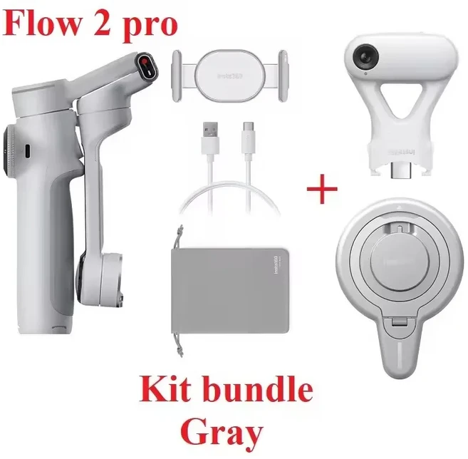 Insta360 Flow 2 Pro AI 기반 스마트폰 자동 추적 휴대폰 짐벌 Android Iphone용 3축 안정화, 01 Gray Kit bundle