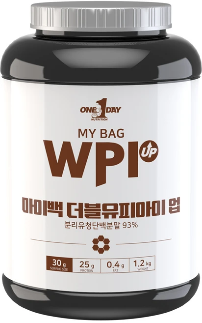 원데이뉴트리션 초코맛_단백질 쉐이크 헬스 보충제 분리 유청 웨이프로틴 WPI UP 용기, 1개, 1.2kg - 쿠팡