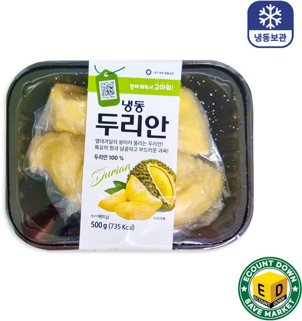재호 냉동 두리안 500g 고마워 열대 과일 주스 스무디, 재호 고마워 냉동 두리안 500g - 재입고, 1개