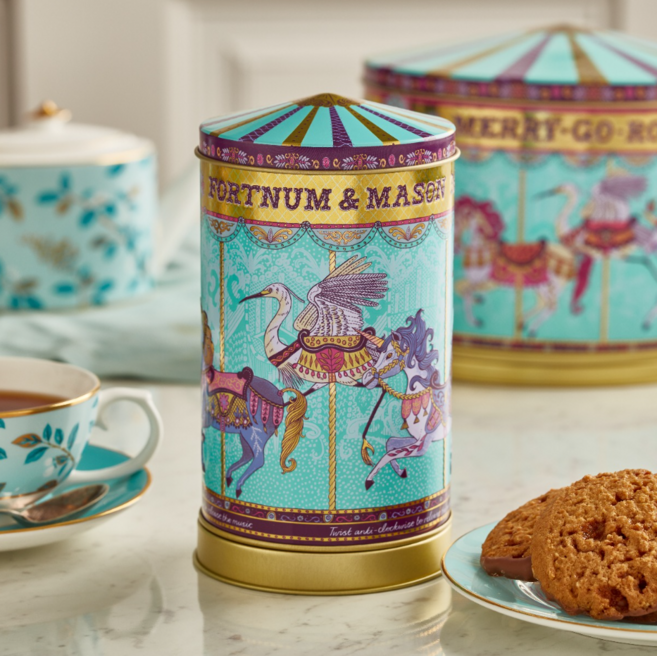 포트넘앤메이슨 오르골 쿠키 메리고라운드 뮤지컬 틴 비스킷 150g 500g, 1개