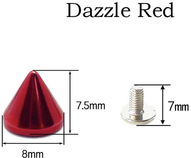 가죽 공예 휴대폰 케이스 장식 액세서리 의류 리벳 8mm x 7 5mm 콘 컬러 스터드 18 가지 색상 제공 5 세트, 8x7 5mm 5Set, Dazzle d