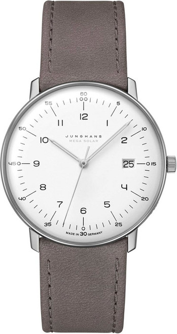 JUNGHANS 융한스 맥스 빌 메가 솔라 티타늄 59/2021.02 남성용 전파 시계 실버 클래식