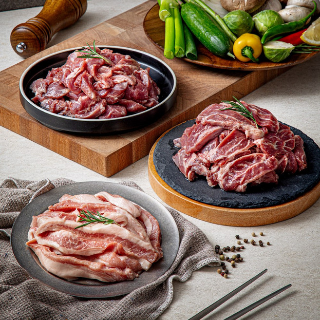 고기는 고기고 구이용 가성비구성 항정살+뒷고기모듬, 3개, 800g