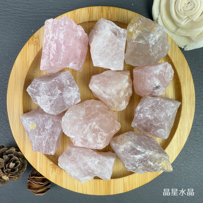 晶星 天然粉晶原礦 擴香石 戀愛運, 100g