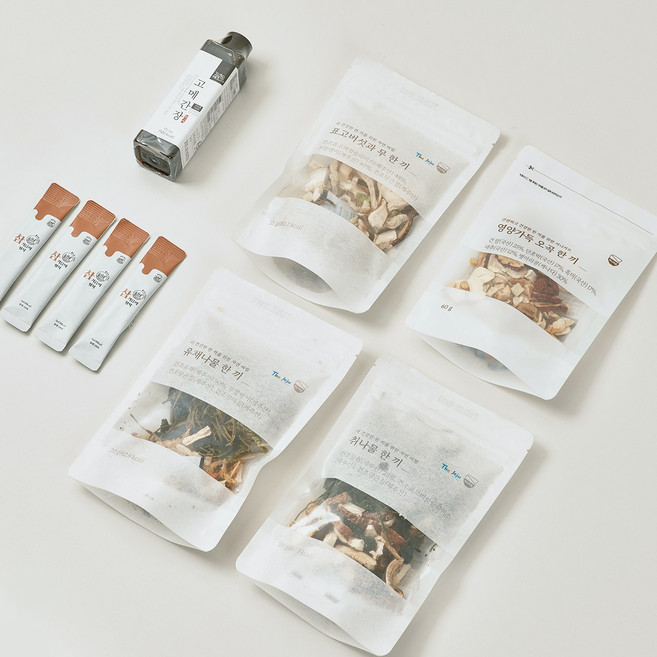 잇더밀 나물 곡물 건강 밥상 오곡 건나물 4종 유채 취 표고버섯과무 영양오곡 간장 참기름 세트 _ 나물밥 세트구성, 1개