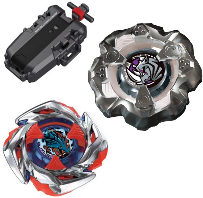 베이블레이드 UX-11 임팩트 드레이크 9-60LR + BX-19 라이노 혼 3-80S 팽이 장난감, 1개, 혼합색상