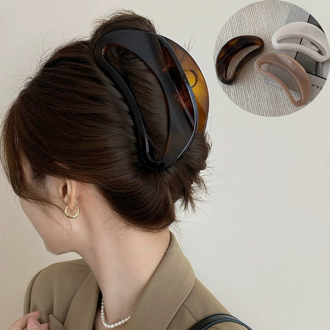 [iLorMic]13CM 고급 단색 프렌치 대형 헤어집게핀 2P