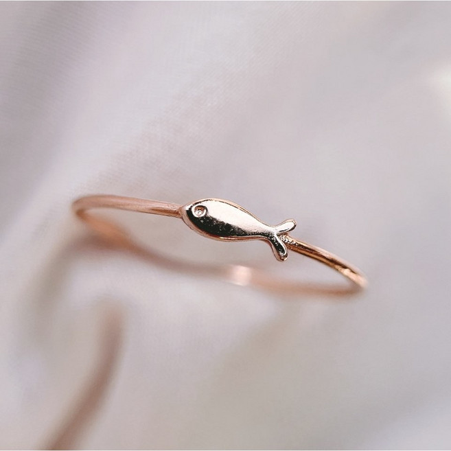 실버925 여성 수능 가족 행운 재물 큐빅 물고기 애끼 새끼 링 은 반지