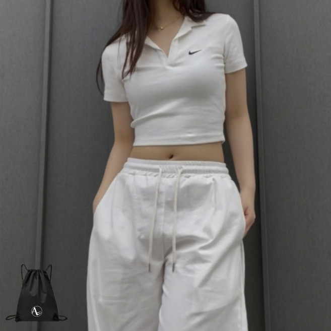 (백화점 정품) 나이키 여성 크롭 폴로 반팔 카라 티셔츠 여름 데일리 스우시 이쁜 카라티 크롭티 반팔티 NCPST (스포젠가방)
