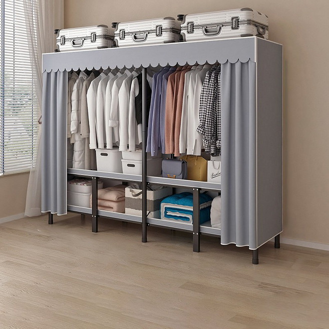 튼튼한 접이식 비키니옷장 고경도 강재 간이 조립식 옷장, A005