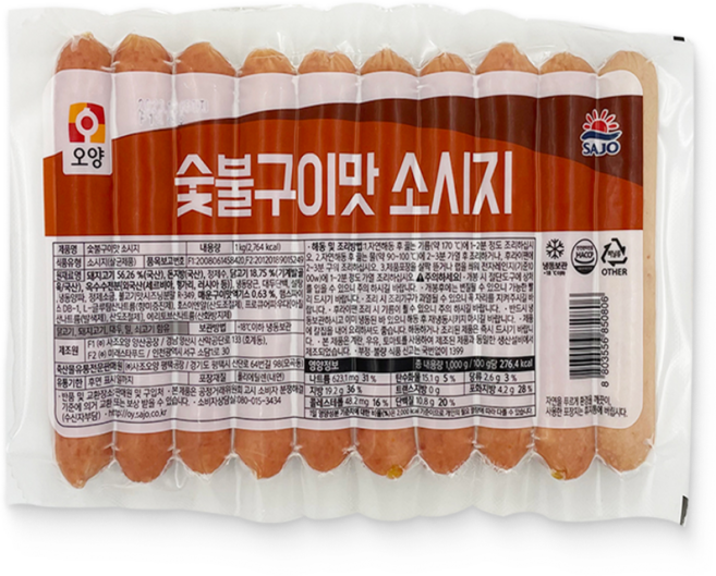 [현대프리마켓] 사조오양 숯불구이맛 소시지, 1kg, 4개