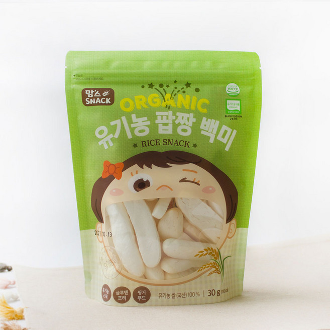 맘스스낵 유기농 팝짱 백미, 백미맛, 30g, 1개