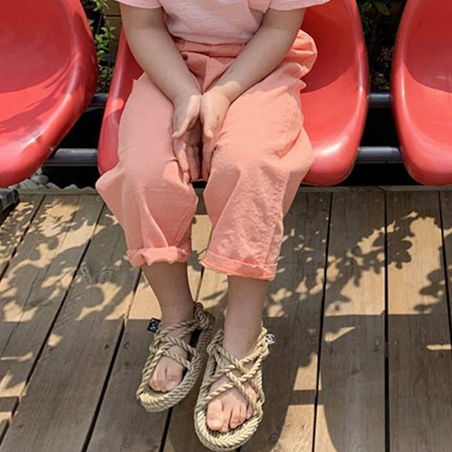 라라 몸빼 8부 팬츠 남여자아이 여름 긴바지 여행룩