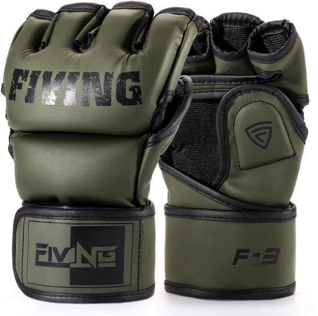 FIVING 복싱 글러브 mma 태권도 태국식 복싱 유도 격투기 글러브 성인 남녀 공용 스파링 오픈핑거 글러브, 1세트, 그린
