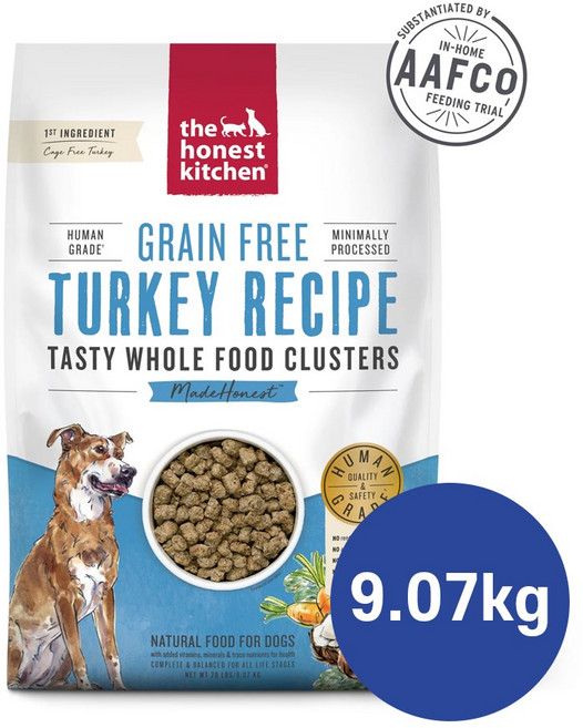 디어니스트키친 클러스터 그레인프리 터키 레시피 오븐베이크 저지방 맛있는 기호성높은 어덜트 시니어 노령견 대형견 대용량 강아지 사료, 9.07kg, 1개, 칠면조