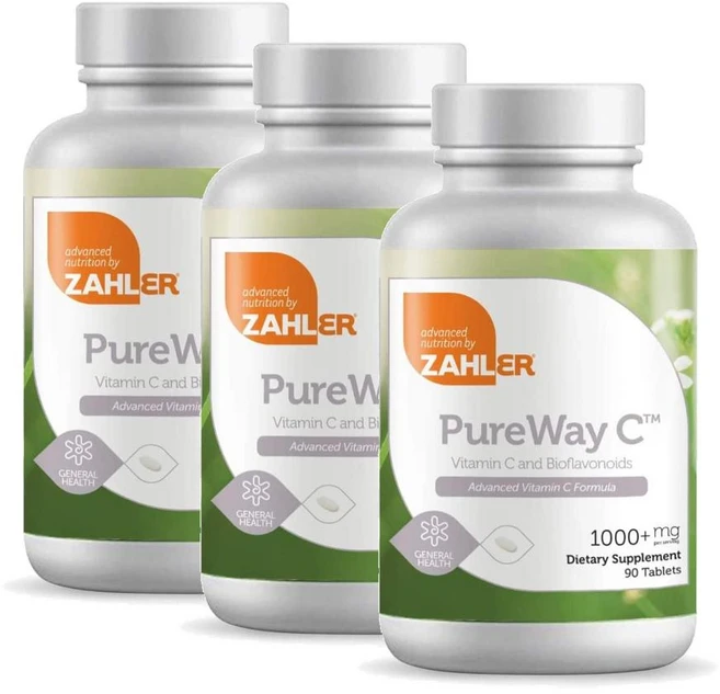 자일러 퓨어웨이 C 1000mg 비타민C 시트러스 바이오플라보노이드 Zahler Pureway C, 90정, 3개 - 쿠팡