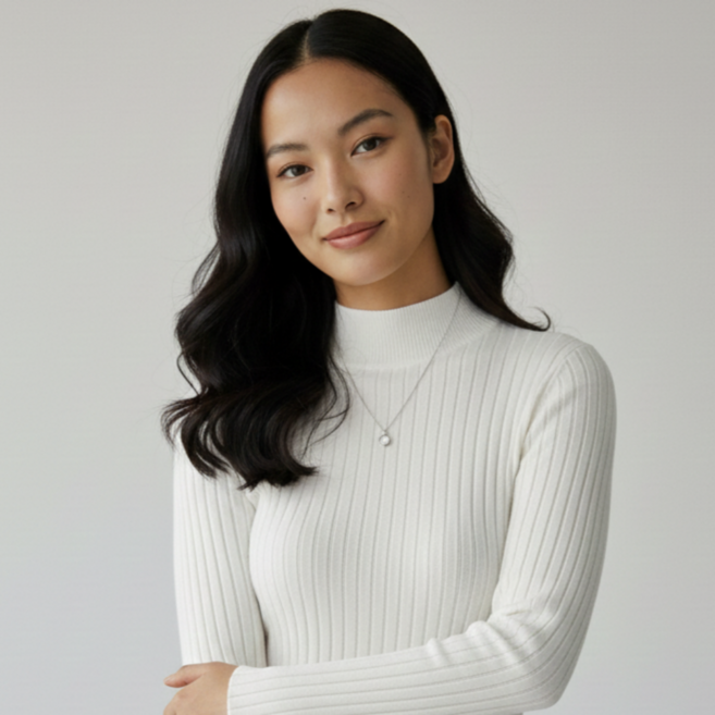 제트리 여성 반폴라 세로 골지 니트티 긴팔 슬림핏 데일리 기본 목폴라