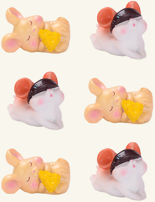 귀여운 쥐 피규어 2종 6개입세트 테라리움 재료 장식 미니피규어 카페장식 인테리어 소품 미니어처