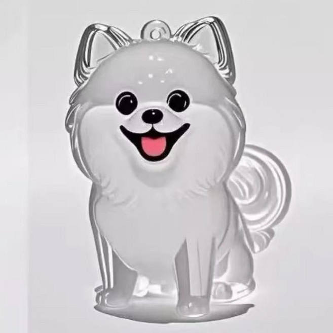狗狗毛髮透明收納盒 鑰匙圈 寵物紀念品 狗毛收集吊飾, 1個, 博美, 博美