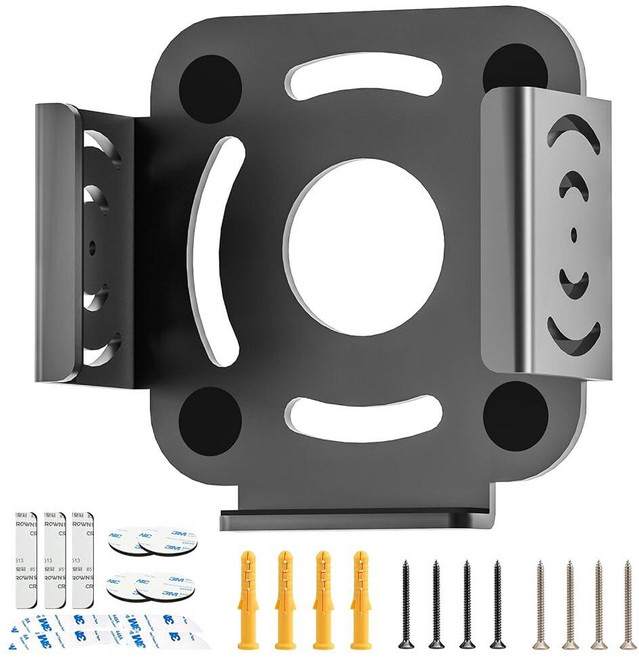 Nymus 맥 미니 M4/M4 프로 2024용 마운트 스튜디오와 호환되는 책상 아래 또는 벽 긁힘 방지 패드가 있는 블랙 메탈 홀더 액세서리 143972 8754200985, Nymus 맥 미니 M4/M4 프로 2024용 마운트,