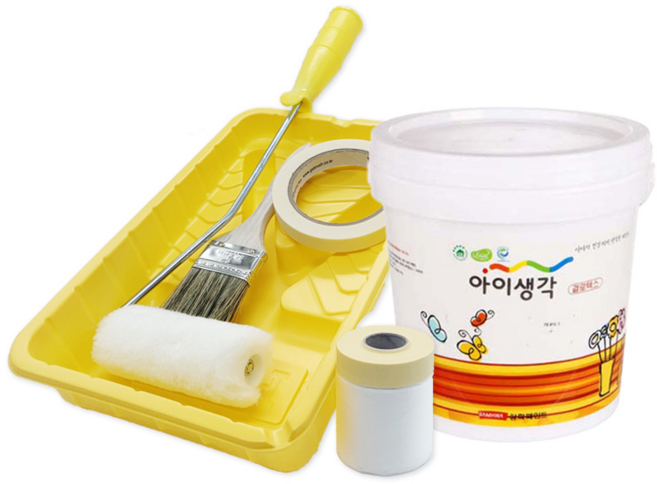친환경 삼화페인트 곰팡이 결로방지 수성 페인트 벽지 벽면 베란다 방수페인트 도구포함 2리터, 노랑1, 1세트, 2L