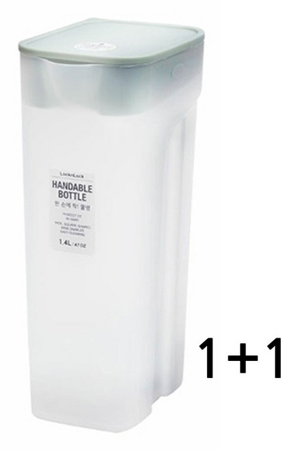 락앤락 냉장고 물병 한손에착 도어포켓 슬림 냉장고 물통, 민트 1+1, 1.4L, 1개