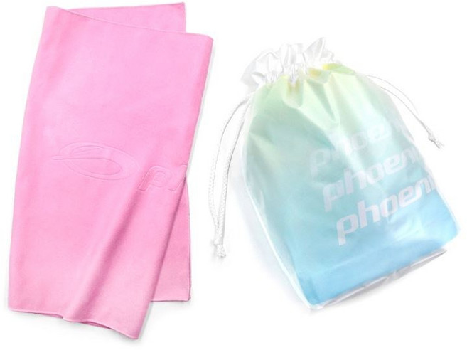 수영 헬스 방수 복조리 파우치+타올 세트, 1세트, 핑크