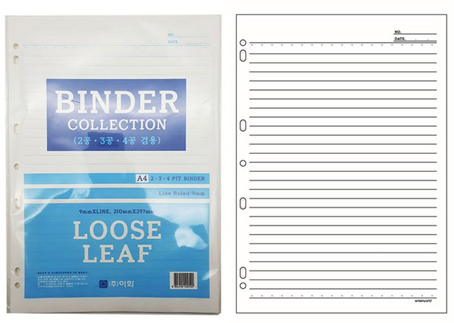 이화 A4바인더3공/노트속지 9mm, 본상품선택