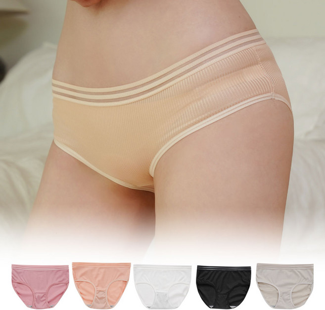 이너블리 달고나 허리밴드 면혼방 삼각 미디팬티 세트 (5pcs) IVP50E159