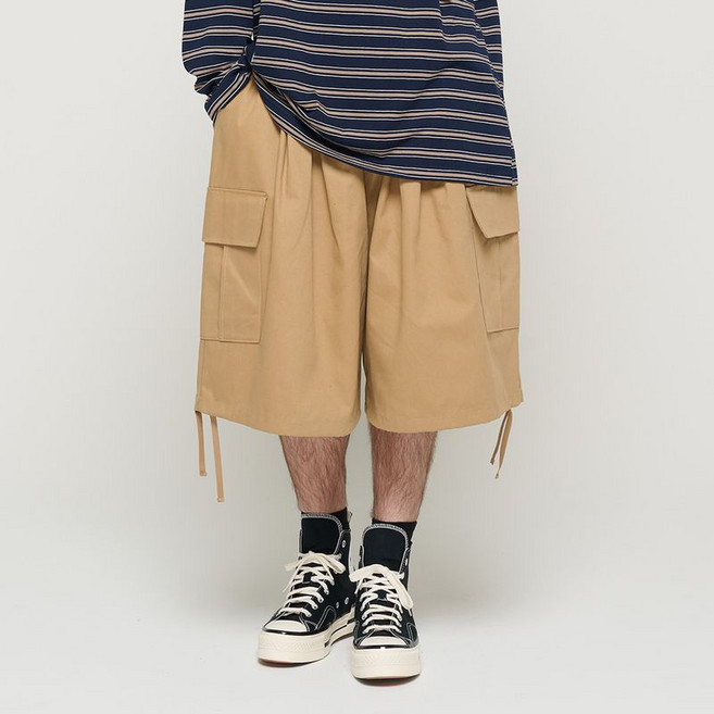 카고브로스 COTTON BALLOON CARGO BERMUDA PANTS BEIGE