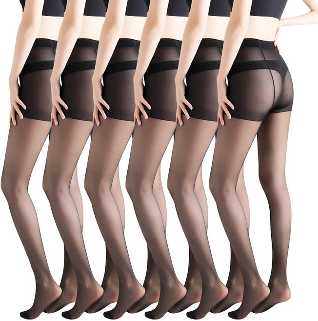 핫템! 쫀쫀 고탄력 올나감 제로 팬티스타킹 6p 세트 블랙 살구색 FREE