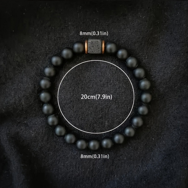 男士火山石黑瑪瑙方塊珠寶手鍊