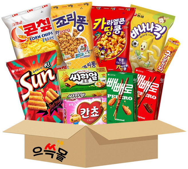 인기과자 종합선물세트 초코빼빼로 아몬드빼빼로 씨리얼 칸쵸 구운감자 바나나킥 카라멜콘과땅콩 콘칲 죠리퐁, 1세트, 10종3호