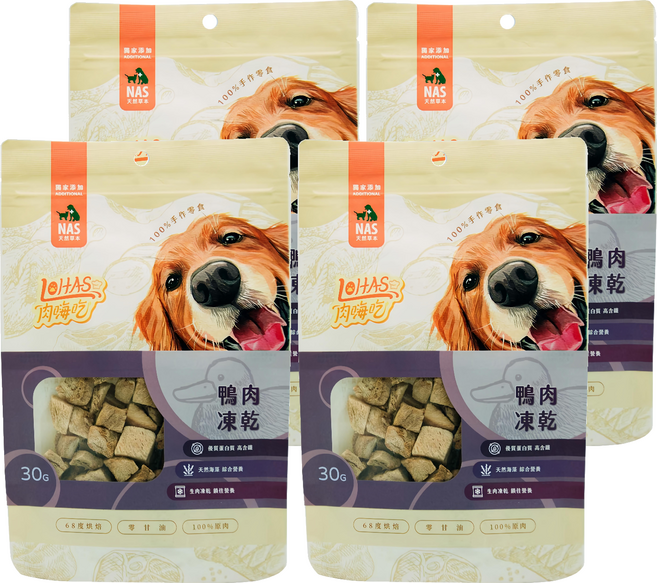 LOHAS 肉嗨吃 凍乾 犬用, 鴨肉, 30g, 4個