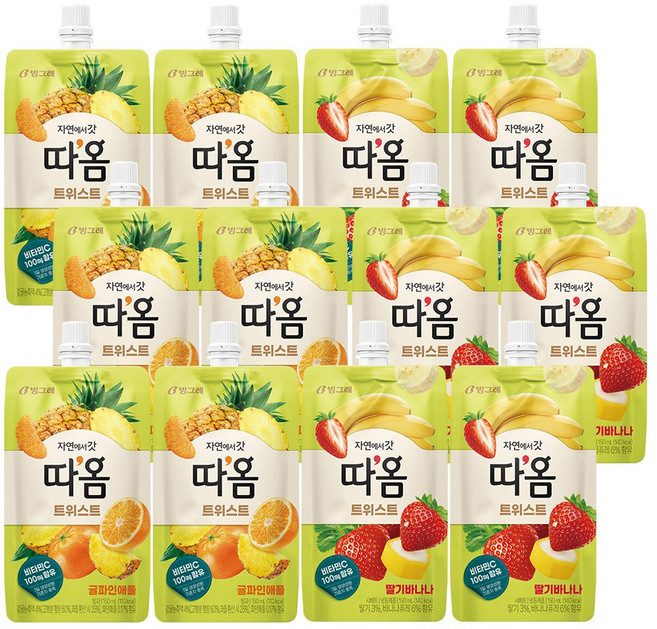 빙그레 따옴 트위스트 딸기바나나 6개+귤파인애플 6개, 150ml, 1개