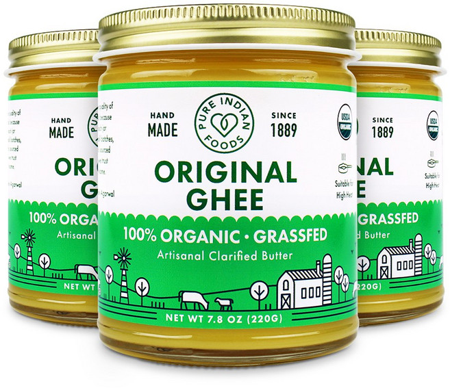 브이플랜 유기농 목초 기버터 660g 무염 GHEE 버터 베이킹재료, 3개, 220g