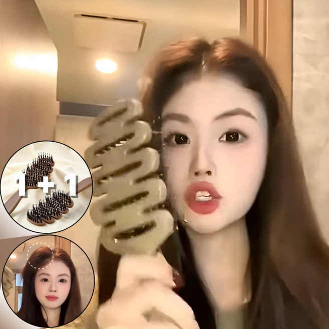 더온정 엉킴방지 볼륨 머리빗 헤어브러쉬, 1개, 브라운 1+1