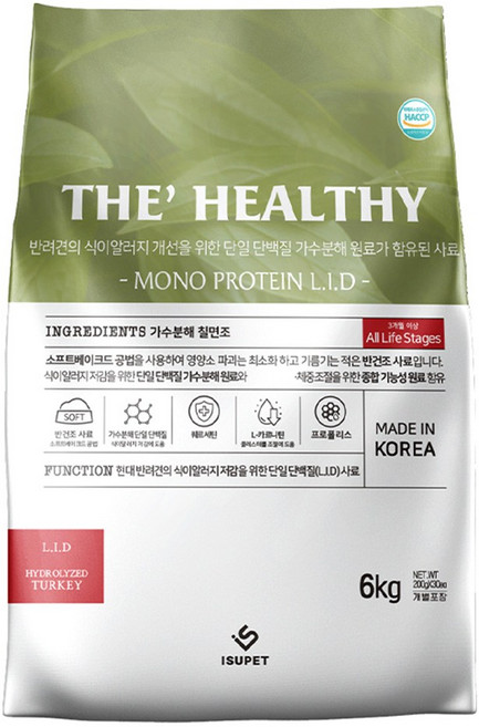 이수펫 전연령용 강아지 더헬씨 모노프로틴 LID 소프트사료, 6kg, 1개, 칠면조