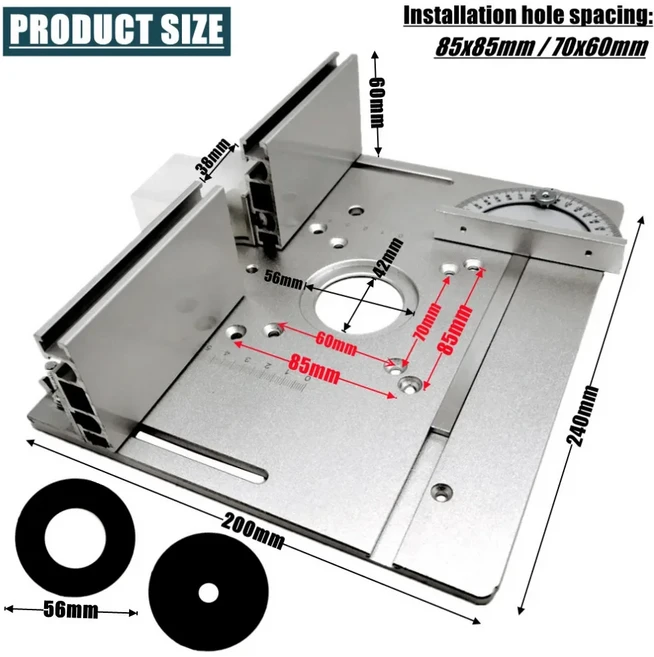 작업대 목공 벤치 용 마이 터 게이지가 알루미늄 라우터 테이블 삽입 플레이트 테이블 톱 다기능 트리머 조, 03 Set A