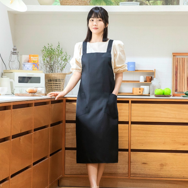 기본 롱 X형 긴 앞치마 3컬러 카페 바리스타 주방, 1개, sfae26ll 블랙 FREE(생활방수)