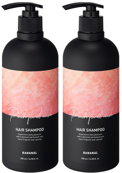 바나날 퍼퓸드 헤어 샴푸 피치 플로랄 머스크향, 500ml, 2개